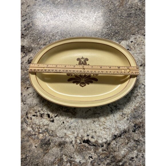 Vintage Pfaltzgraff Yorktowne Brown Floral Oval Platter 12” Stoneware #6-007 USA - Picture 4 of 7